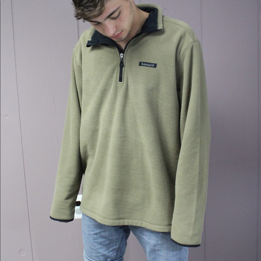 Timberland Tan Textured Quarter Zip Fleece